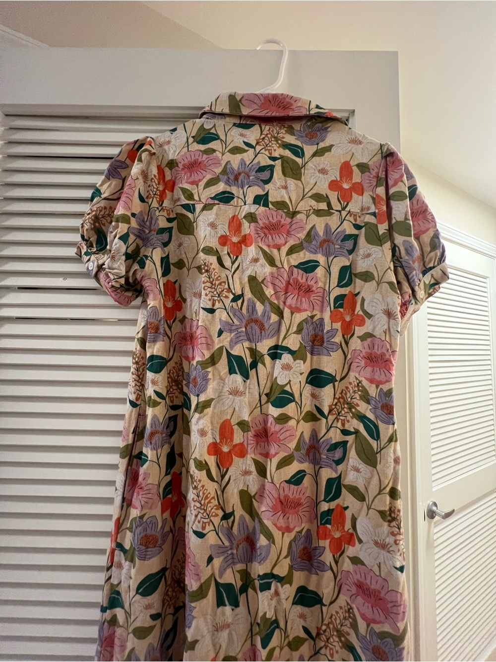 Petal & Pup Beige Floral Button-Front Dress with Pink, Purple & Green Blooms - Picture 5 of 6
